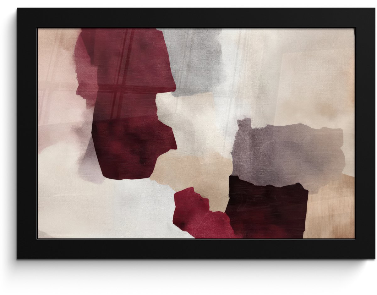FrameYourWall Poster in lijst - Fotolijst 30x20 cm - Posters - Abstract - Kleurbakken - Rood - Posterlijst zwart - Decoratie - Wanddecoratie woonkamer - Muurdecoratie slaapkamer Abstract - Kleurvlakken