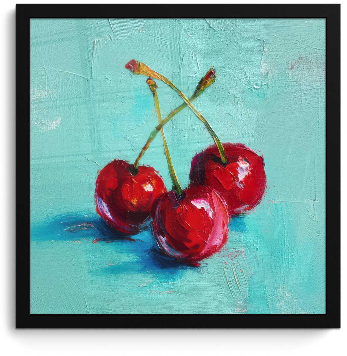 FrameYourWall Poster in lijst - Fotolijst 40x40 cm - Posters - Kersen - Rood - Drie - Geverfd - Posterlijst zwart - Decoratie - Wanddecoratie woonkamer - Muurdecoratie slaapkamer