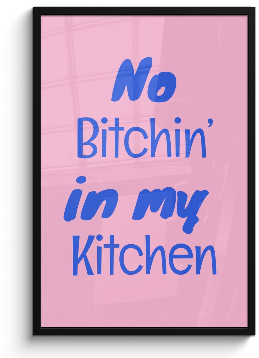 FrameYourWall Poster in lijst - Fotolijst 60x90 cm - Posters - Quote - Blauw - Lettertype - Keuken - Posterlijst zwart - Decoratie - Wanddecoratie woonkamer - Muurdecoratie slaapkamer Quote - Keuken