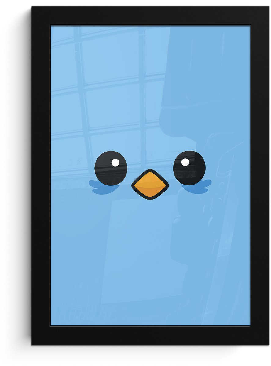 FrameYourWall Poster in lijst - Fotolijst 20x30 cm - Posters - Vogel - Blauw - Eenvoudig - Posterlijst zwart - Decoratie - Wanddecoratie woonkamer - Muurdecoratie slaapkamer
