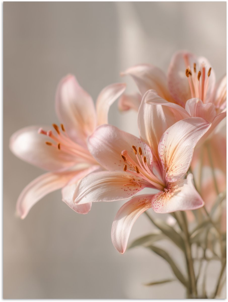 Poster 30x40 cm - Lelies - Meeldraden - Roze - Wazig - Posters - Kamer decoratie - Wanddecoratie woonkamer - Muurdecoratie slaapkamer