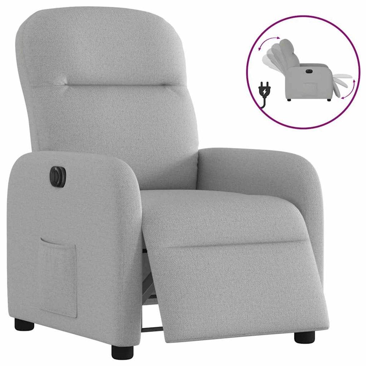 vidaXL Fauteuil - elektrisch - verstelbaar - stof - wolk - grijs wolk grijs