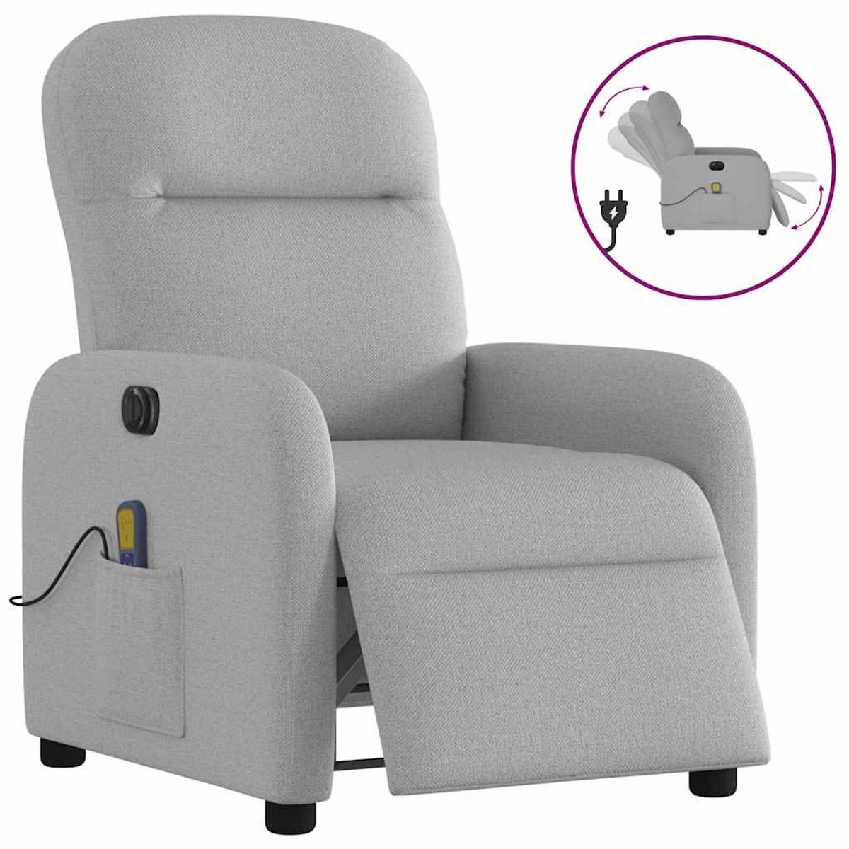 vidaXL Massagestoel - elektrisch - verstelbaar - stof - wolk - grijs wolk grijs