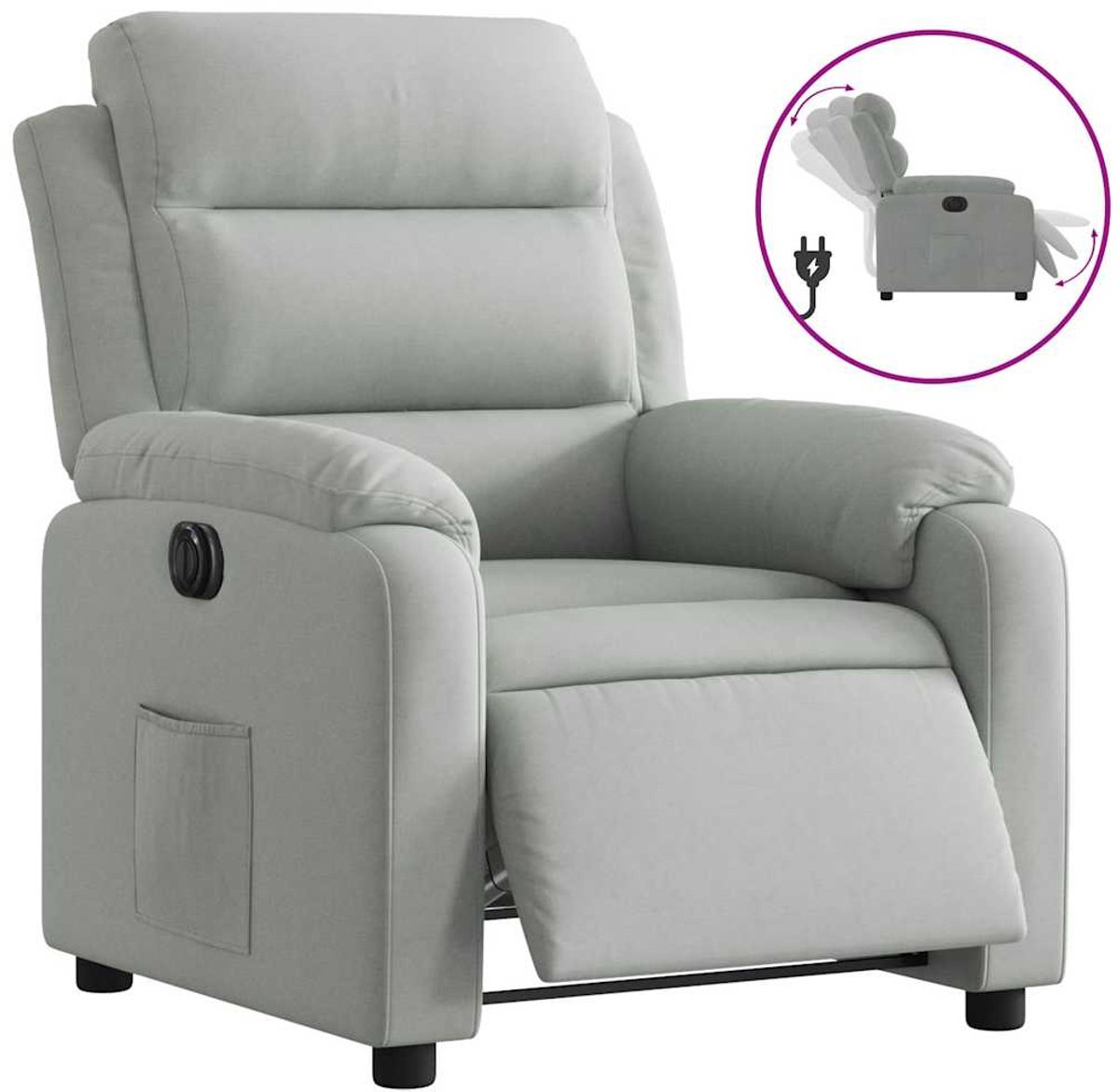 vidaXL Fauteuil - elektrisch - verstelbaar - stof - lichtgrijs