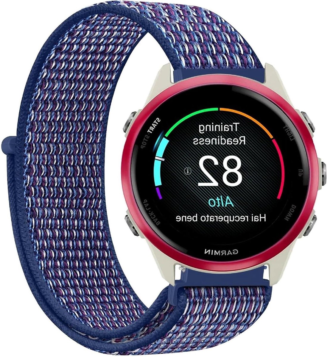 Nylon armband voor Garmin Forerunner 570 47 mm, vervangende sportloop-horlogeband, gevlochten armband voor dames en heren - Comfortabel en duurzaam - Sportief horlogebandje met haak-en-lus sluiting