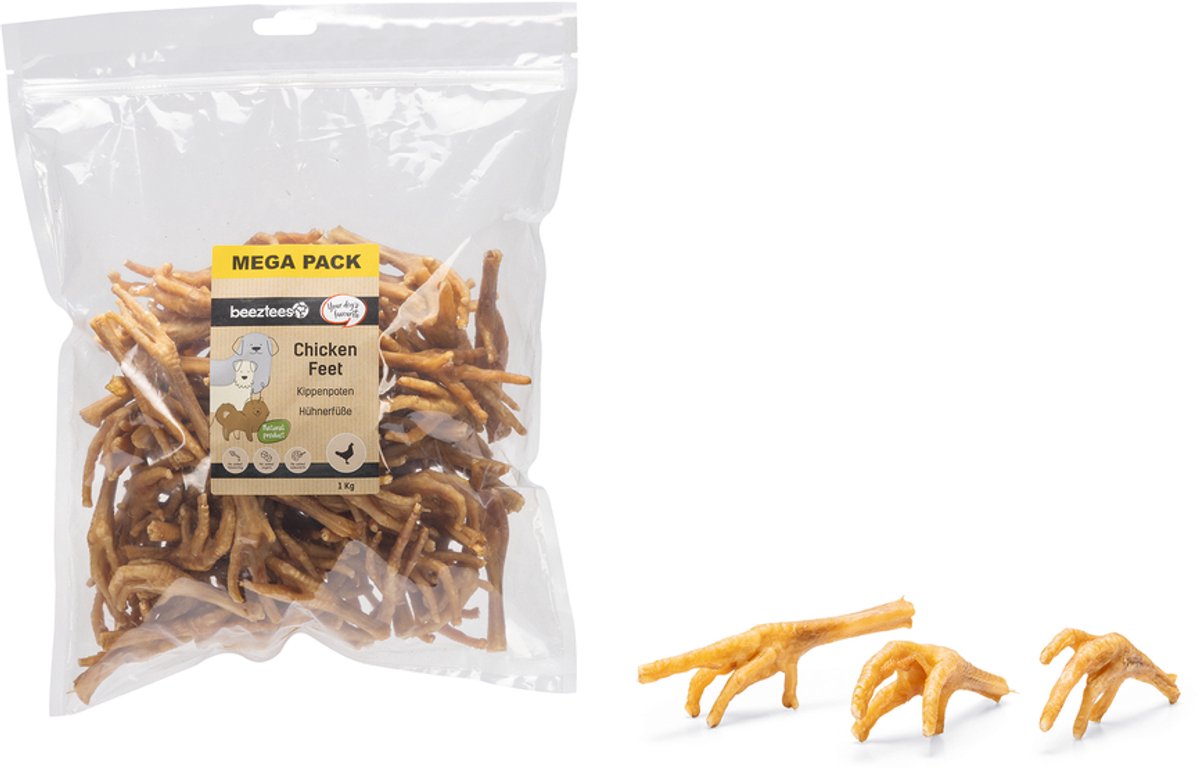 Beeztees Kippenpoten Hondensnacks - Kauwsnack Hond - Voordeelverpakking - 1000 gram