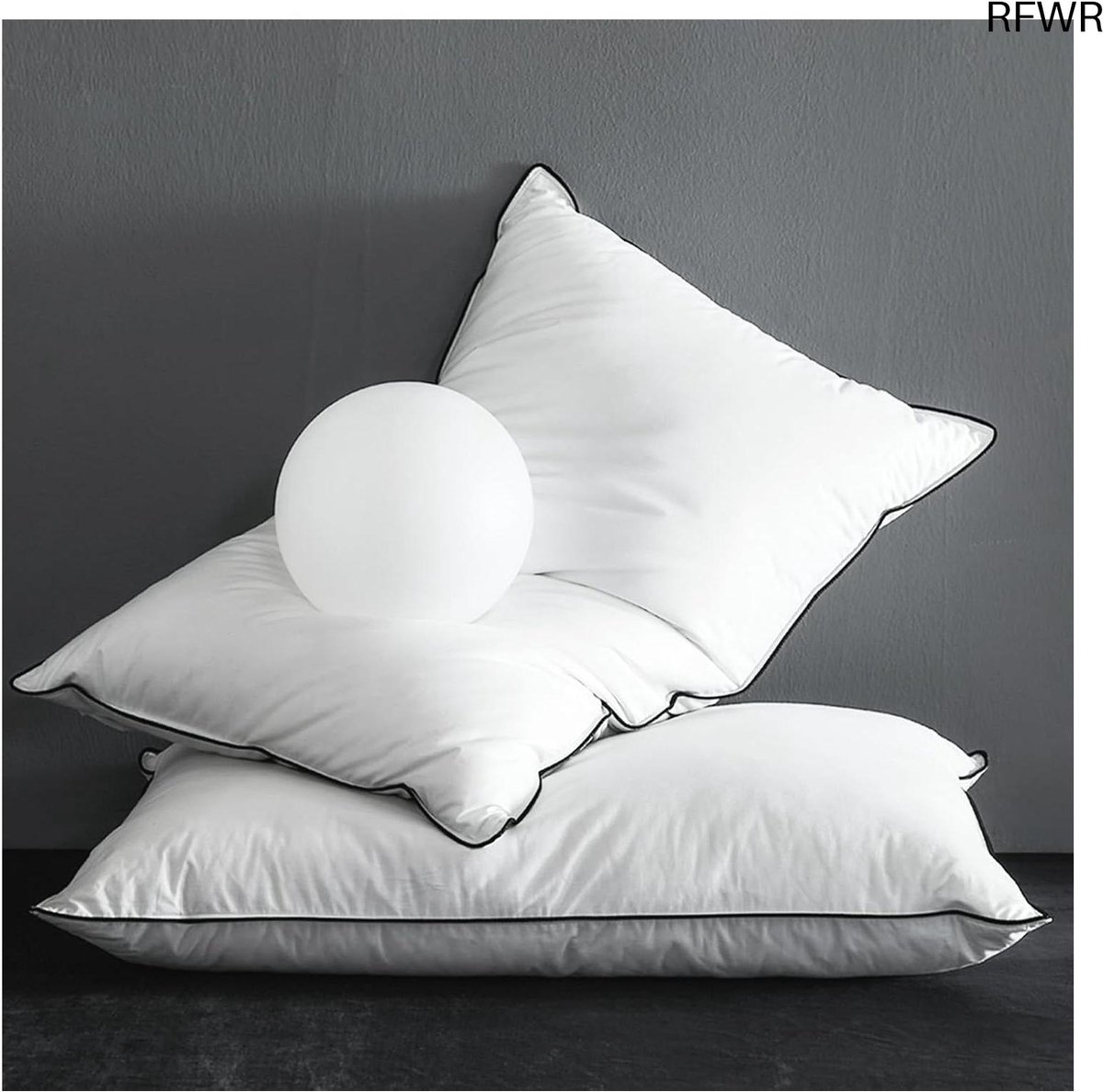 RFWR® Ergonomisch Kussen met Ganzendons - 80 x 80 cm - Biologisch Katoen - Perfecte Ondersteuning voor Slaapcomfort