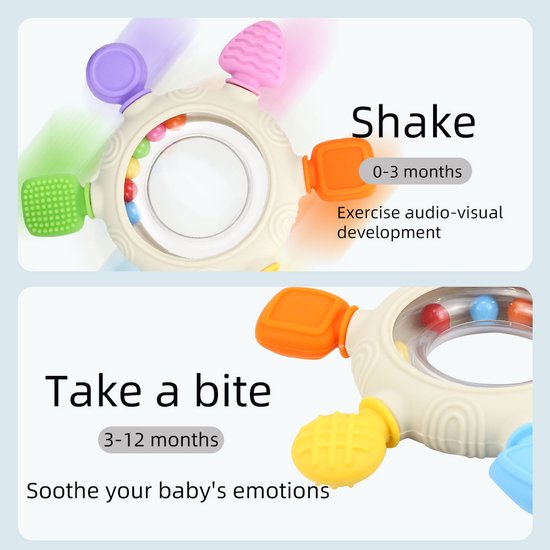 RubyC Bijtring Baby Bijtspeelgoed met Rammelaar - Siliconen Bijtspeeltje met Belletjes - Tandjes Kalmeren van Tandvlees - Kraamcadeau - Educatief Speelgoed - Cadeau - Kerst - Teether van RubyC — afbeelding 5