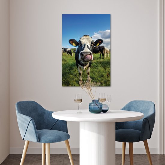 Poster 40x60 cm - Koe - Tong - Weide - Posters - Kamer decoratie - Wanddecoratie woonkamer - Muurdecoratie slaapkamer