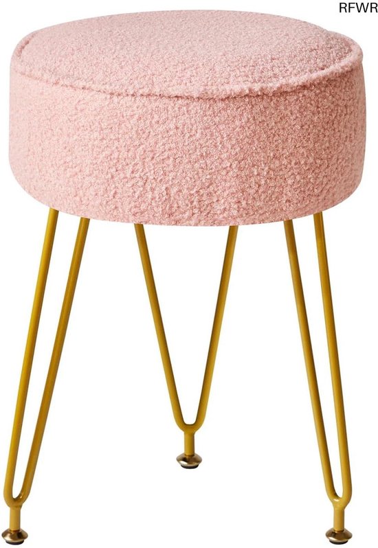 RFWR® Teddy Velvet Ronde Poef - Luxe Fluwelen Kruk voor Make-up en Woonkamer
