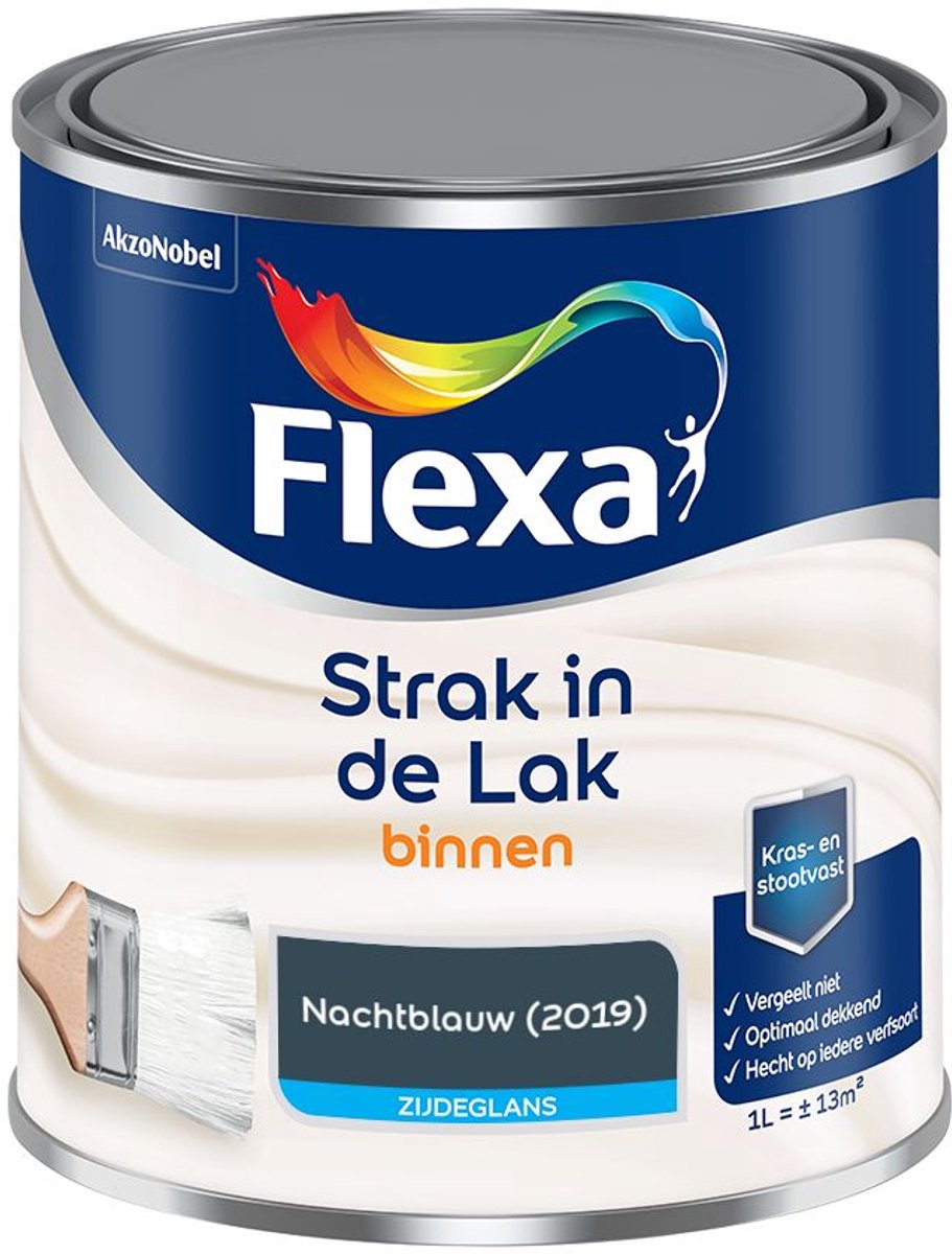 Flexa - Strak in de Lak Binnenlak Zijdeglans - Nachtblauw - Mengverf - 1 L