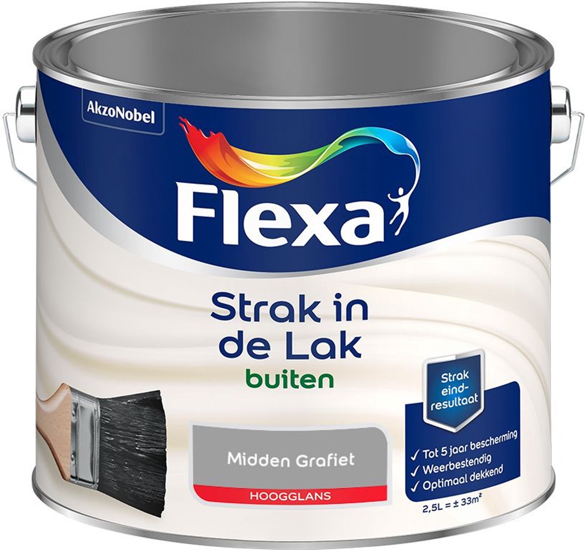 Flexa - Strak in de Lak Buitenlak Hoogglans - Midden Grafiet - Mengverf - 2.5 L