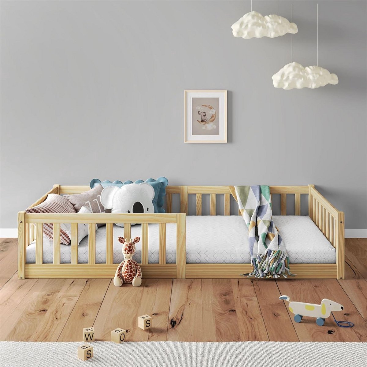 Thuys – Grondbed – Huisbed – Bed – 206cm x 96cm x 42cm – Natuurlijk