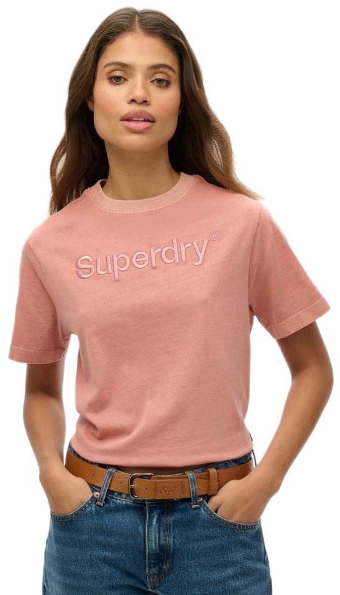 Superdry Core Boxy T-shirt met losse pasvorm en borduursel Dames T-shirts Ash Rose