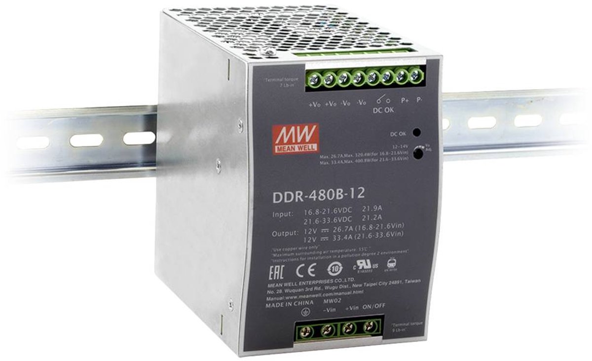 MW Mean Well DDR-480B-48 DC/DC-converter 48 V 10 A 480 W Aantal uitgangen: 1 x Inhoud 1 stuk(s)
