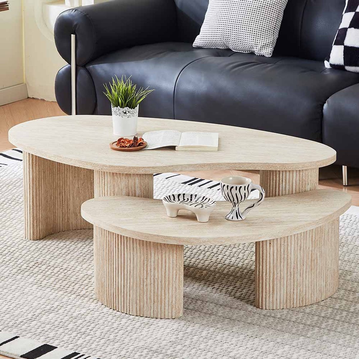 Milton & Oldbrook Salontafel Set Versailles Travertinlook Beige