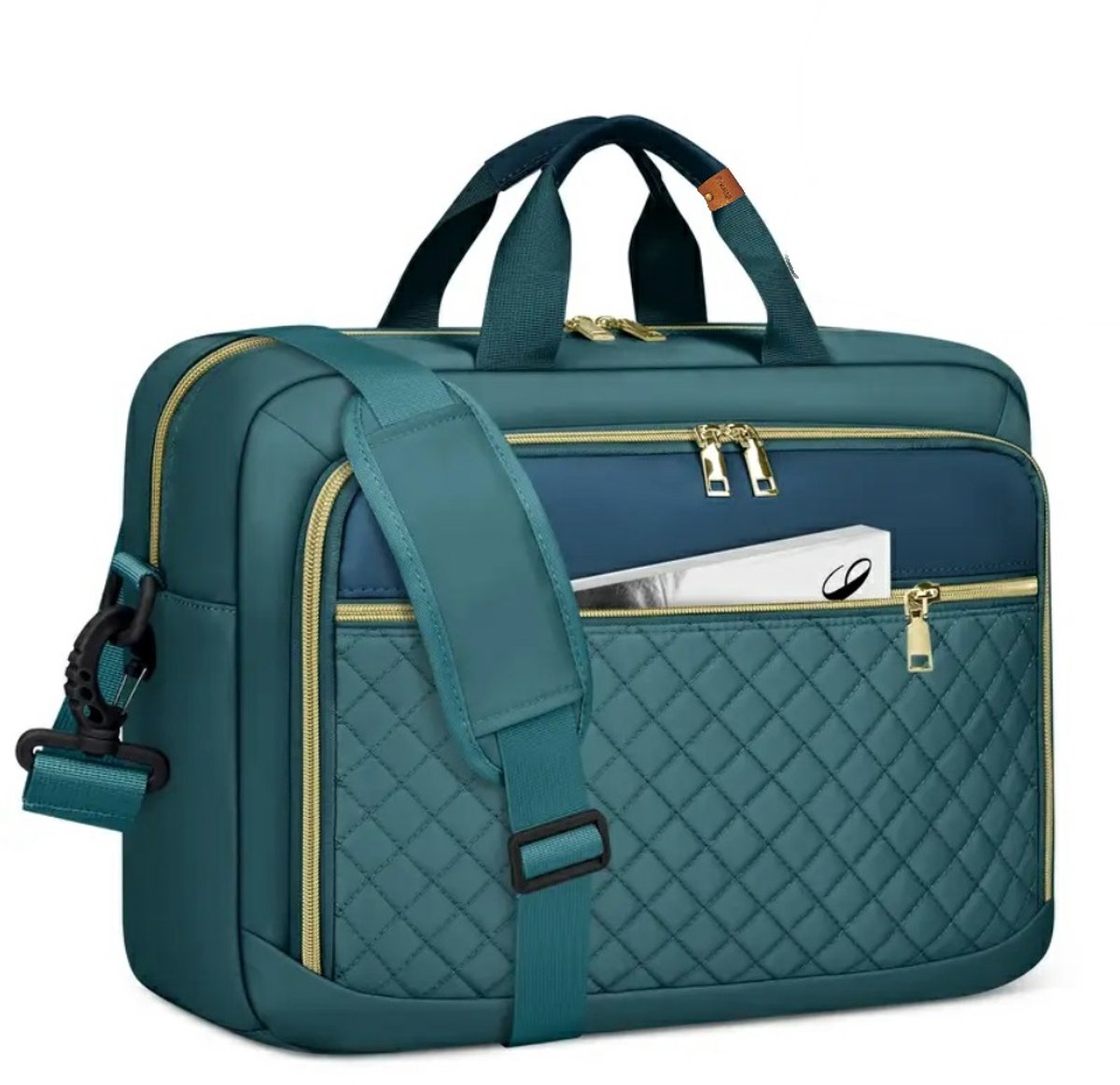 Laptoptas 17 inch Groen – Waterafstotende Laptop Schoudertas – Dames & Heren – Met Accessoirevakken & Verstelbare Band - Zakenreis - School - Cadeau - Tip