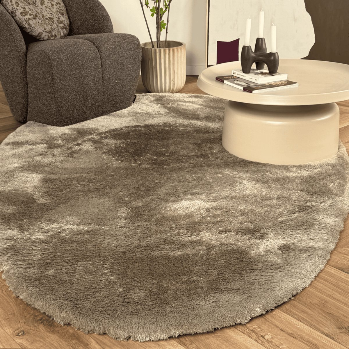 Organisch hoogpolig vloerkleed Odelia stone - Interieur05 - 200 x 290 cm - (L)