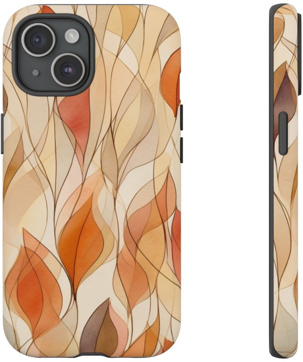 Aquarel Herfstbladeren Patroon – Telefoonhoesje Geschikt voor iPhone 15