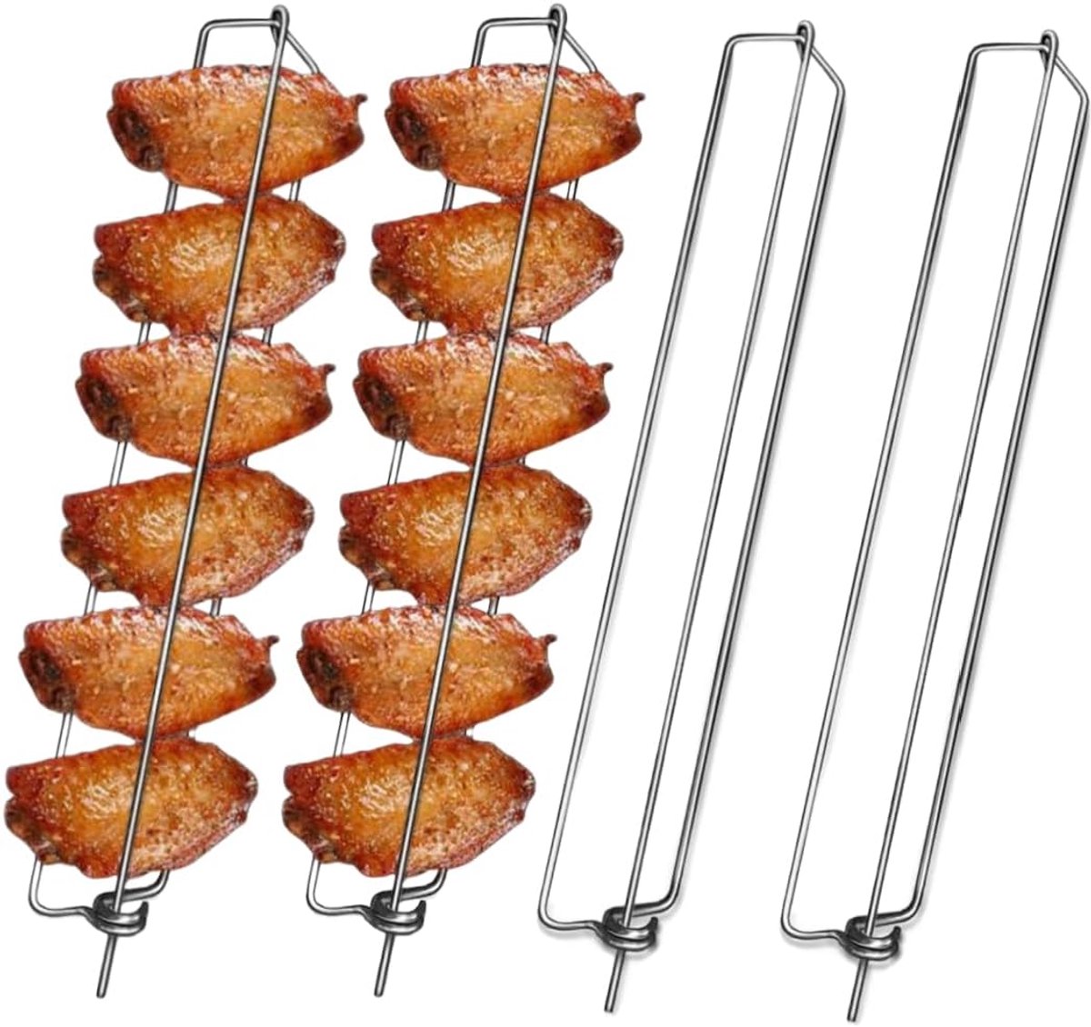 4-pack grill, kippenvleugelgrillvork, roestvrijstalen kippenvleugelrek