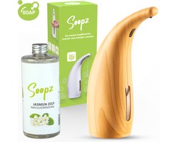 Soopz Automatische Zeepdispenser – Eiken Hout – Oak Wood Classic – Zeeppompje met Bewegingssensor – Met Jasmijn Zeep