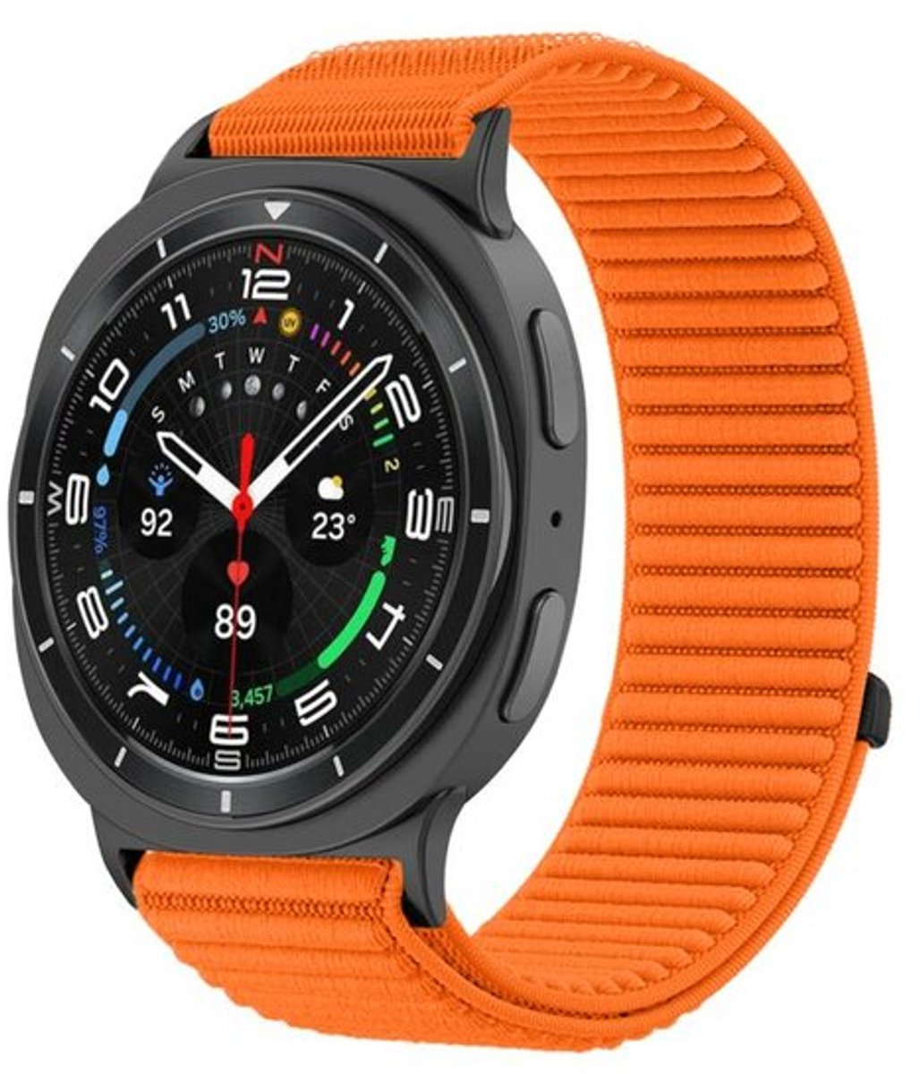 By Qubix - Compatible Samsung bandje - Nylon ribbelbandje - Oranje - Geschikt voor Samsung Galaxy Watch 8 - 40mm - 44mm - Galaxy Watch 8 Classic - 46mm