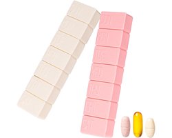 2-Pack wekelijkse pillendoos, extra grote pillendoos voor 7 dagen, dagelijkse reispillendoos voor visolie, calciumsupplementen en andere vitaminepillen