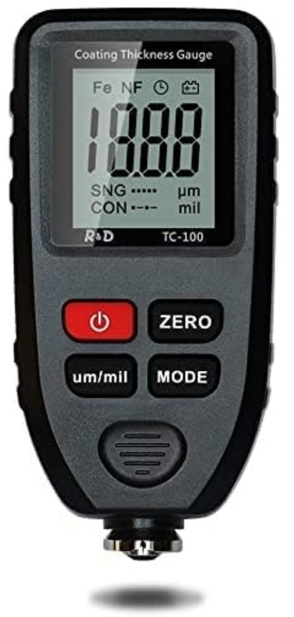 TOVBMUP Laagdiktemeter - Autolakdiktemeter - Carrosserielaagdiktemeter - 0-1300μm - LCD-scherm - Geschikt voor ijzer en aluminium