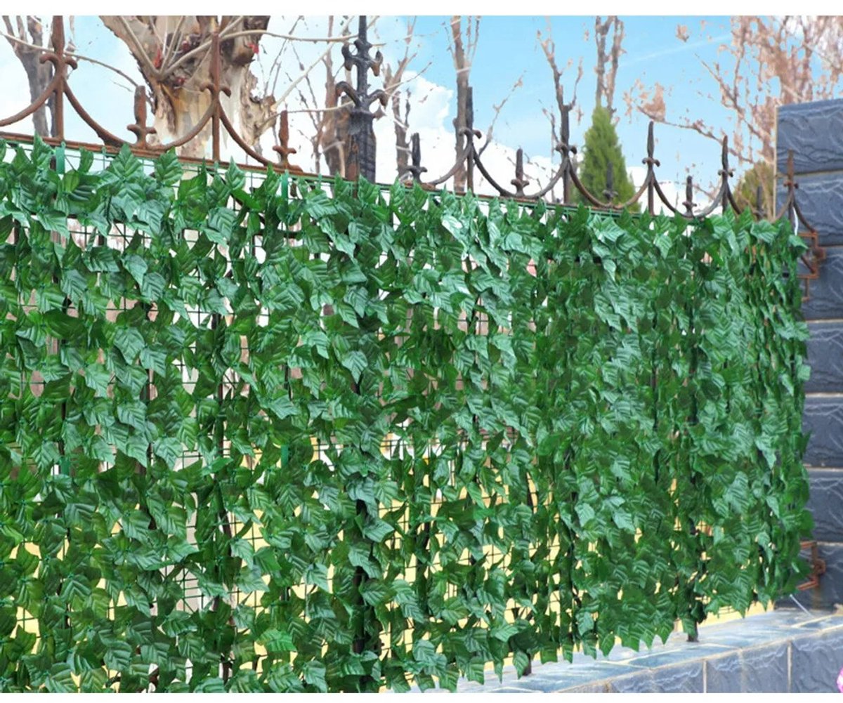 Kunsthaag Klimop 1x3 m – Groene Esdoornbladeren – Doe-Het-Zelf Privacy Schutting & Wanddecoratie – Privacyscherm voor Hek, Balkon of Tuin