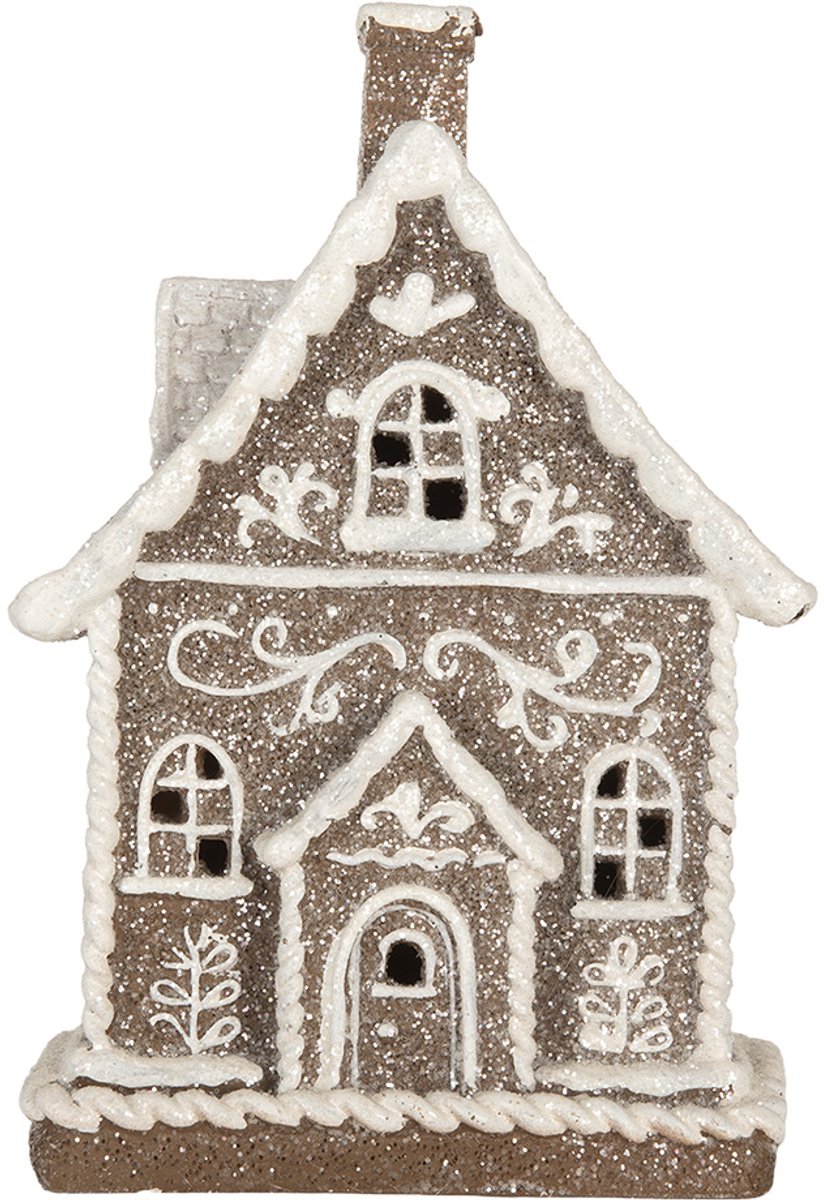 Gingerbread house met LED 16x10x23 cm Bruin Kunststof