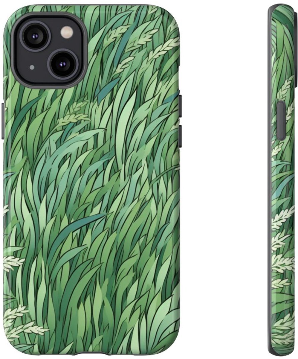 Weelderig Groen Graspatroon – Telefoonhoesje Geschikt voor iPhone 14 Plus