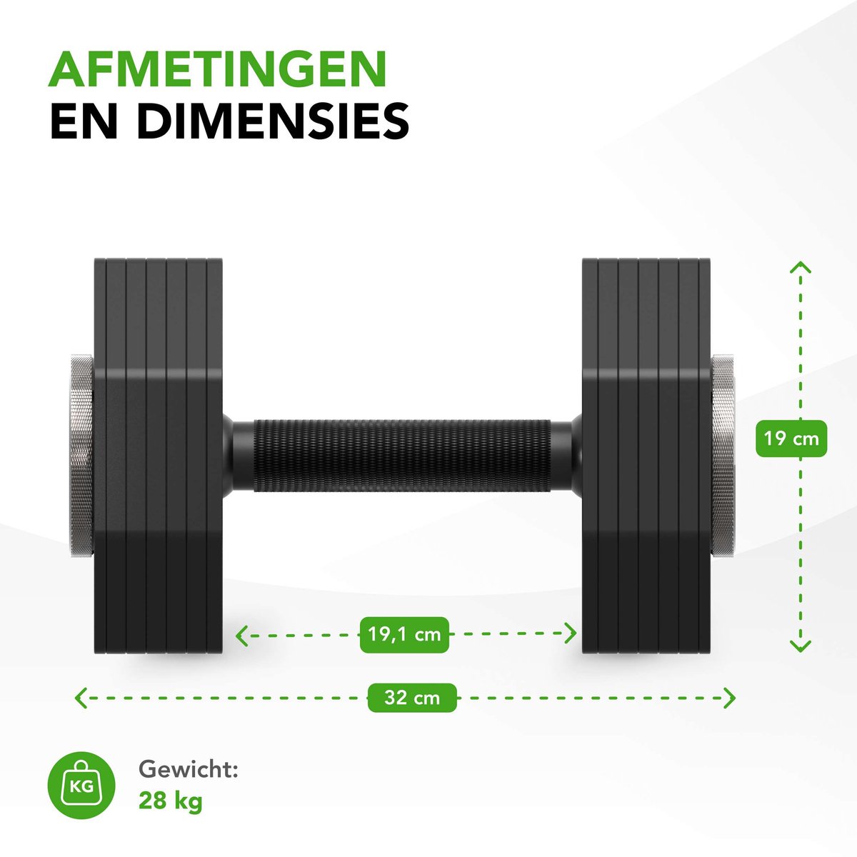 Tunturi Rapid Verstelbare Dumbbell – Verstelbaar van 4 tot 28 kg – 25 gewichten in één – Gewichtenset voor thuis – foto 6