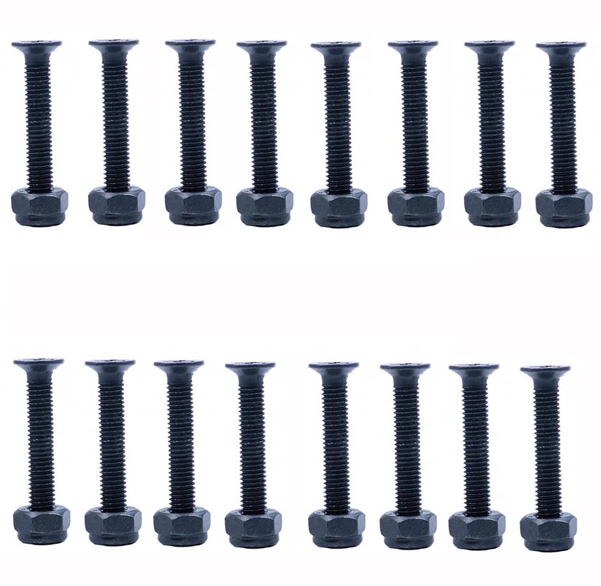 16-delige Skateboard Schrauben Set - 35mm Zwarte Longboard Hardware met Moeren en Bouten