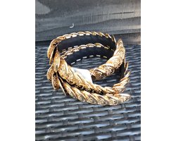 Elastische Riem Dames met Cirkels – One Size tot maat 42 – Comfortabele - Stretch -Taille - goud - zwart - Riem – Stijlvolle Accessoire voor Jurk of Outfit