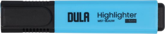 DULA highlighter, blauw met zwarte dop en grip, 1-5mm.
