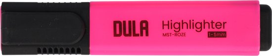 DULA highlighter, roze met zwarte dop en grip, 1-5mm.