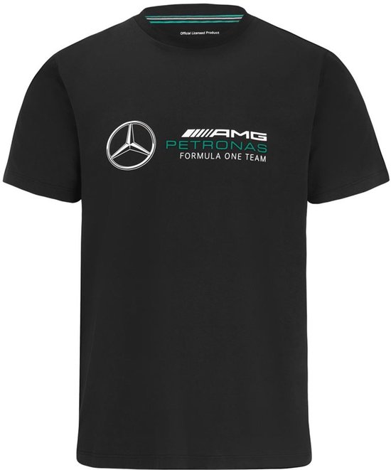 Foto: T shirt mercedes heren f1 fw groot logo t shirt zwart zwart xs