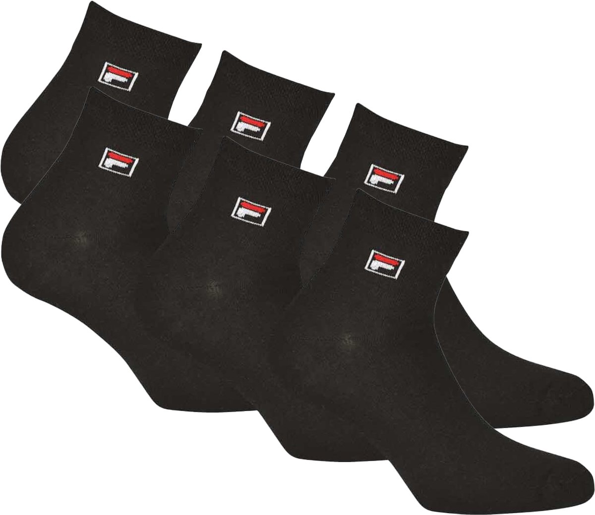 FILA Quartersokken Enkelsokken 6 Pack – Klein Logo op de enkel Zwart