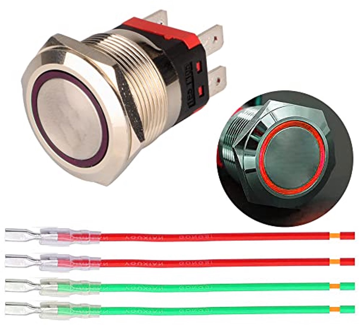 Kortstondige Drukknop 22mm met Rode LED Verlichting voor Auto's en Huishoudelijke Apparaten