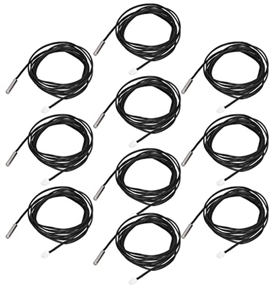 10 Stück NTC-Thermistorsensoren 10K B3950 – 2 Meter Kabel, Temperaturbereich -25 Bis 125 °C, Mit XHB2.54 Stecker
