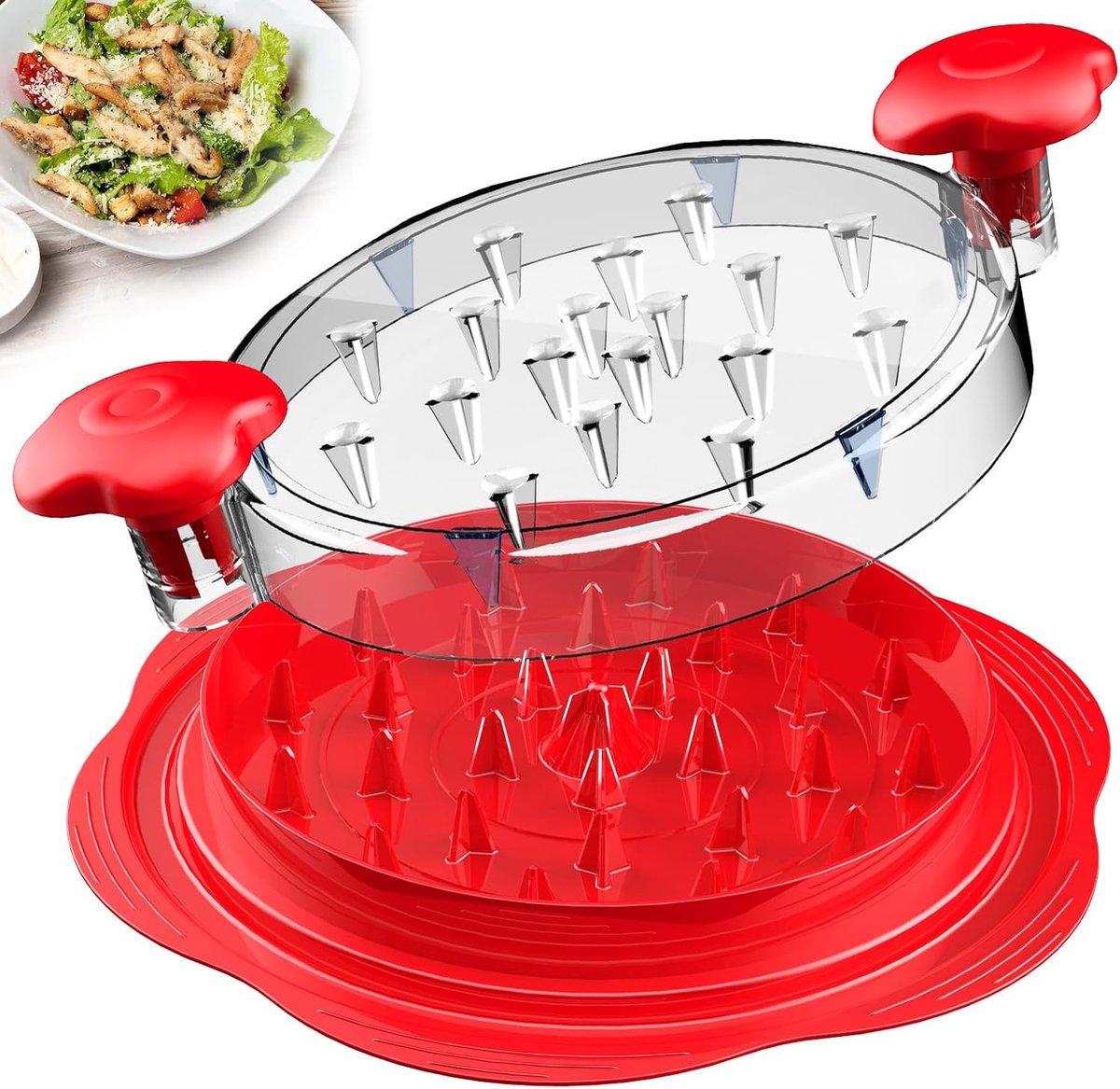 Kipversnipperaar Grote Kipfilet Shredder Tool Twister met Borstel & Vork; Zichtbare Vleesversnipperaar Machine, Anti-slip Strip, Ergonomische Handvat, BPA-vrij, Geschikt voor Varkensvlees Rundvlees