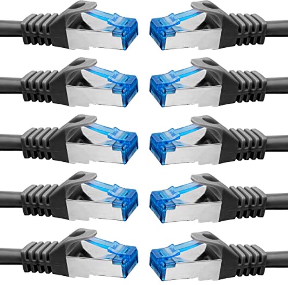 Image of 10 Stuks 1m CAT.7 Gigabit Patchkabel - Zwart - Netwerkkabel voor Ethernet en DSL