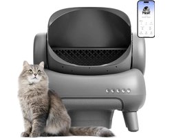 Zelfreinigende Kattenbak - XXL- Automatische Kattenbak - Katten herkenning - App - Geurvrij - Grote katten - Grijs