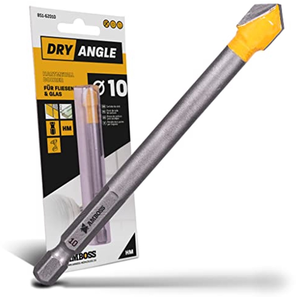 Tegelboor 10 mm voor glas en keramiek, zeskantschacht, perfect voor wandtegels en dakpannen