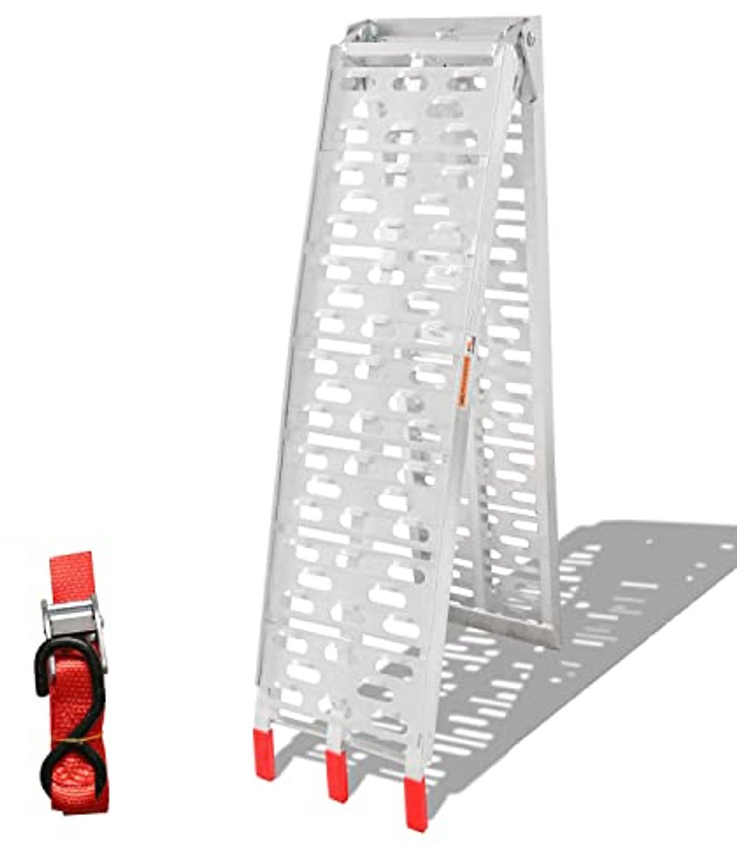 Inklapbare Aluminium Oprijplaat voor Motoren en Voertuigen - 340 kg Laadvermogen, Antislip Ontwerp - 226 x 30,5 cm