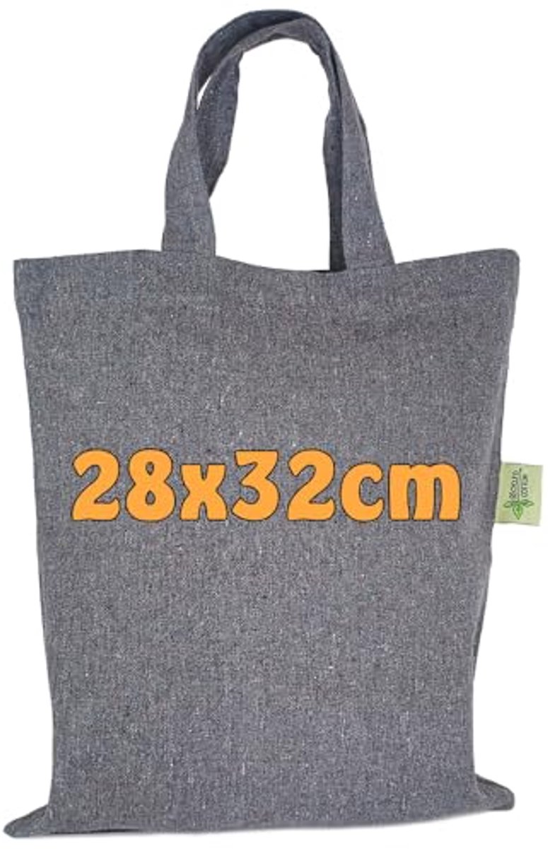 Katoenen knutsel tas 28 x 32 cm van gerecycled katoen met korte hengsels