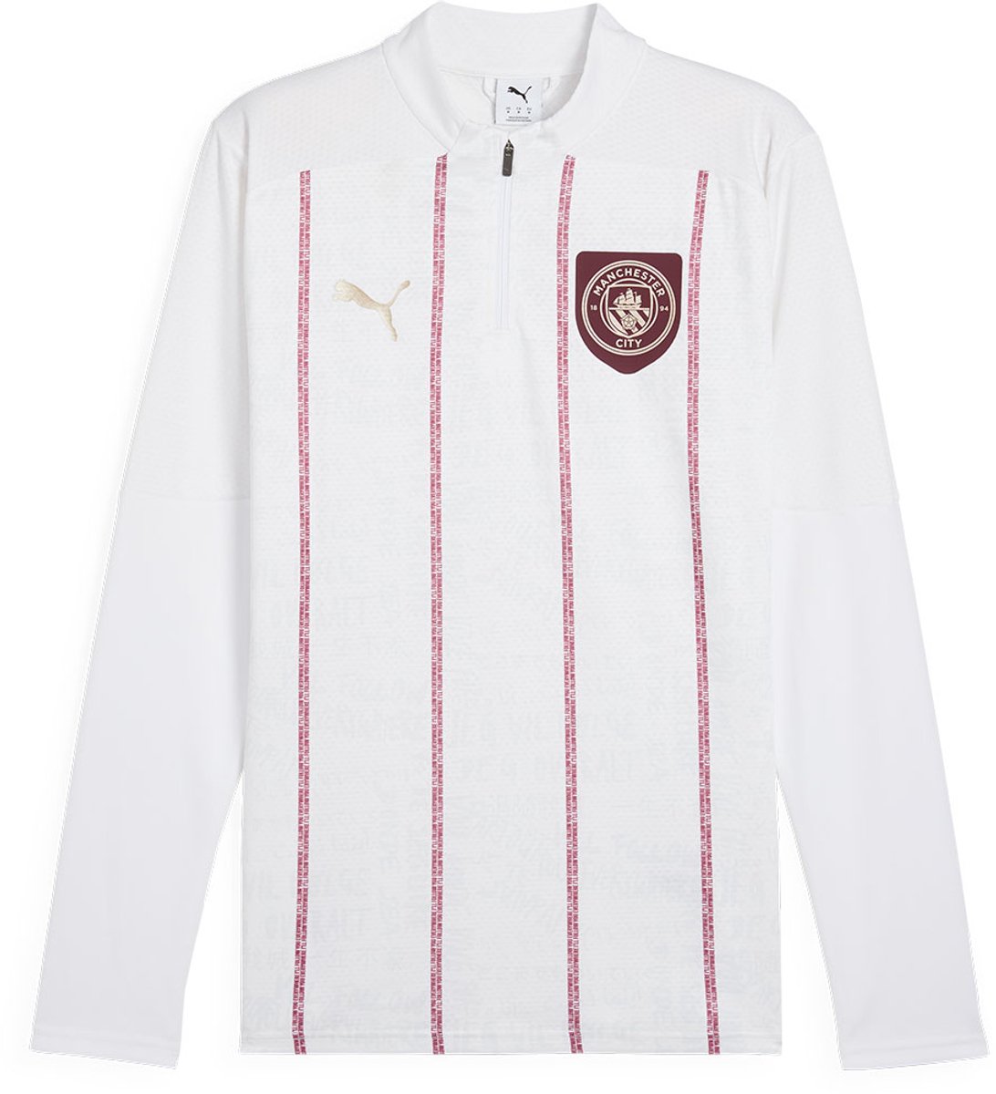 Puma Manchester City Fc 24/25 Voor De Wedstrijd Sweatshirt Met Halve Rits Wit 2XL Man,Vrouw
