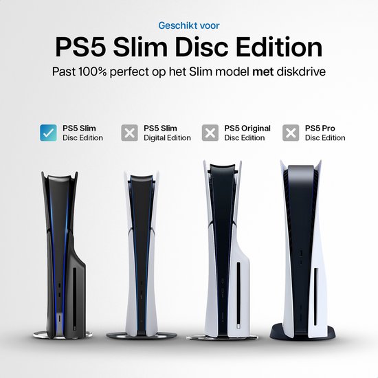 Playstation 5 Slim Faceplates Disc Edition (niet geschikt voor standaard PS5 & PS5 Pro) - Inclusief Mid Skin - Accessoires - Faceplate - Cover - Plate - Skin - Zwart