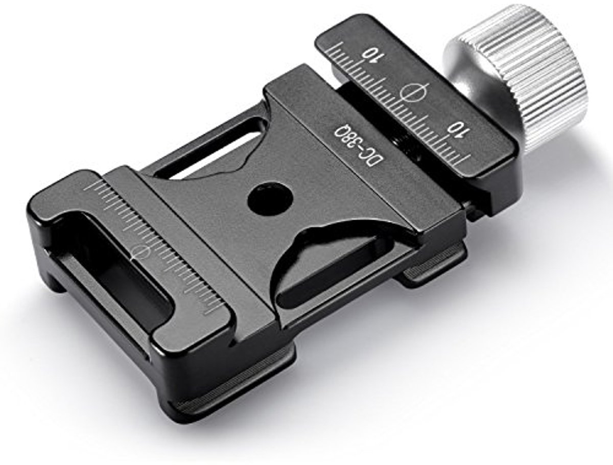 Aluminium snelspanner met flitsschoen houder voor QR-plaat (38 mm)