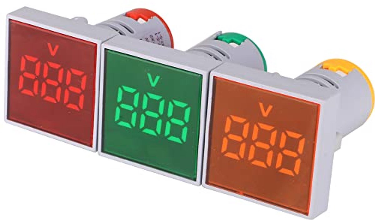 Digitale LED Spanningsmeter 22mm voor 60V-500V - Voltmeter met Signaallampje